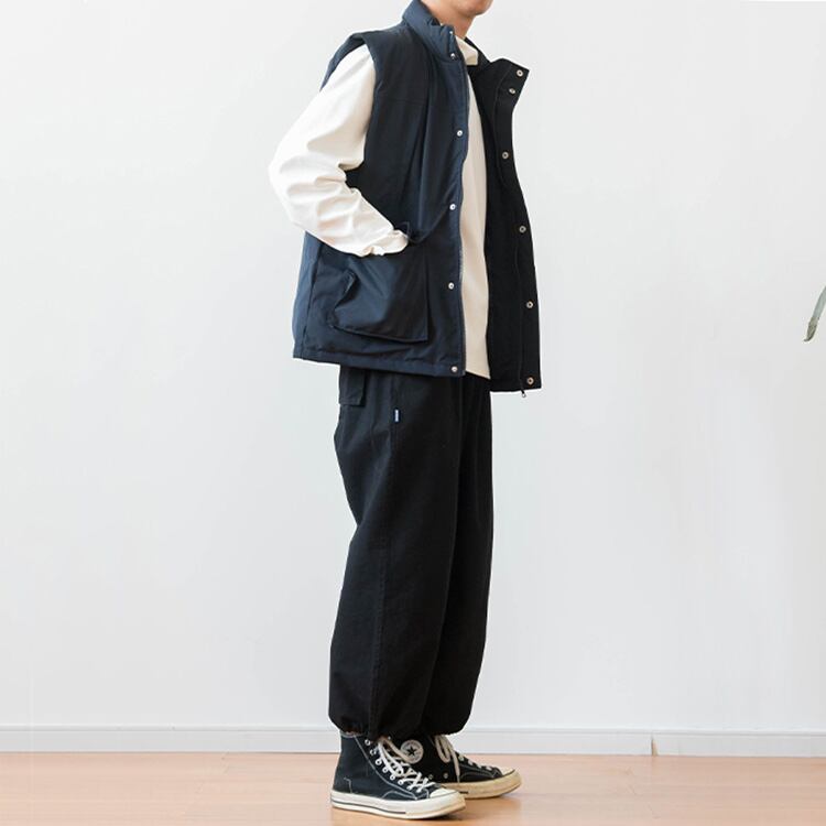 ★RETRO LARGE POCKET STAND COLLAR VEST　　　12308