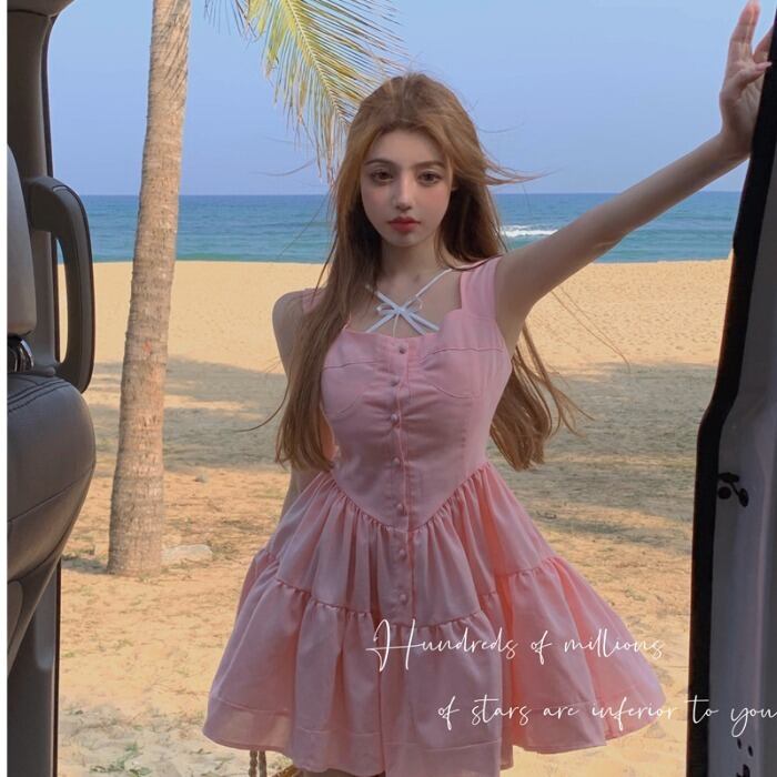 サマースタイルバックスタンダードドレス レディース リボン レトロ 夏物 ドラファッションホール44306732164