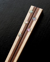 寄木　市松楓螺鈿　すみ｜ご縁と繁栄を願う職人仕立ての高級箸
