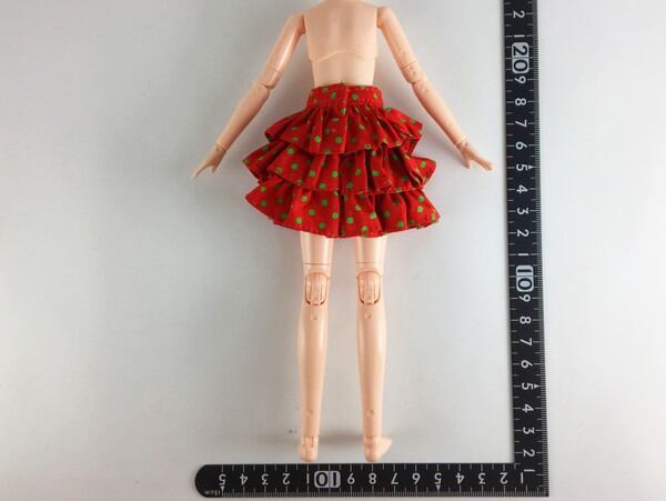 ドール服 1/6 女性用25 ティアードスカート 赤緑ドット A-7 - 画像2