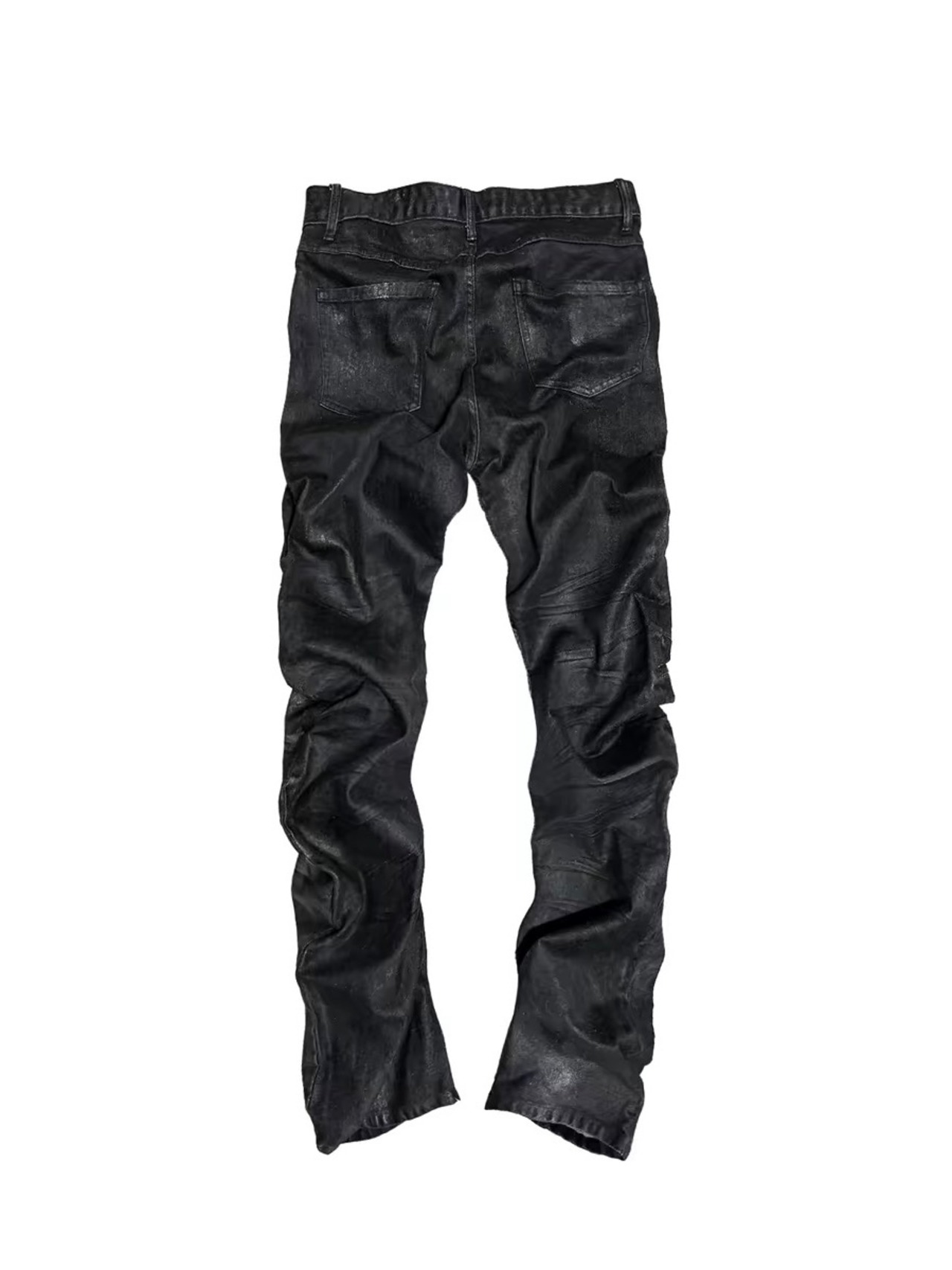 【CinderVein】Eyelet Rivet Coated Curved Denim Pants