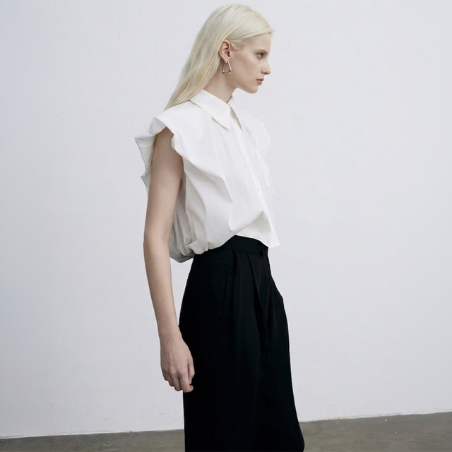 Volume tulip cropped blouse A00165