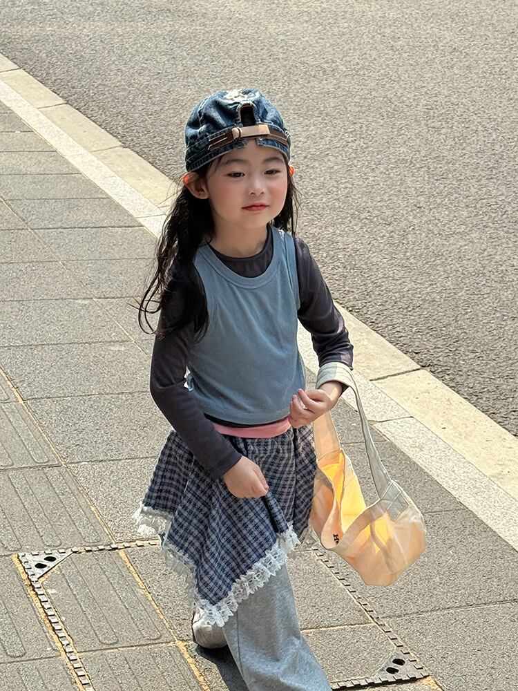 チェックレイヤードパンツ