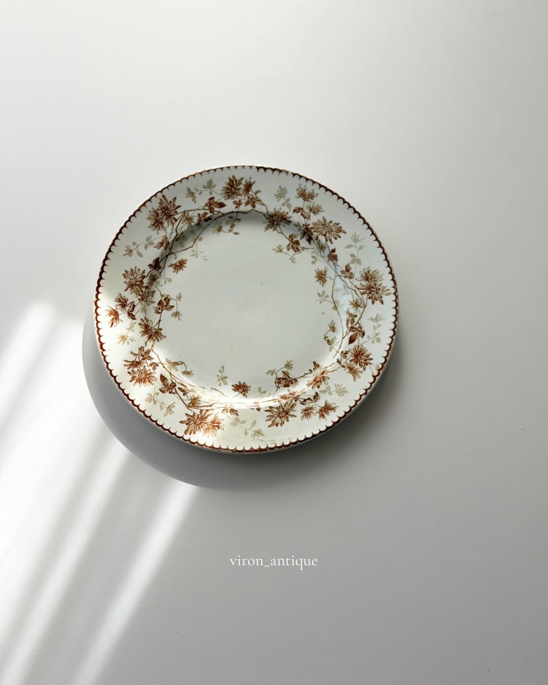 Creil et Montereau クレイユモントロー / “Mignardise” brown デイジーのデザートプレート