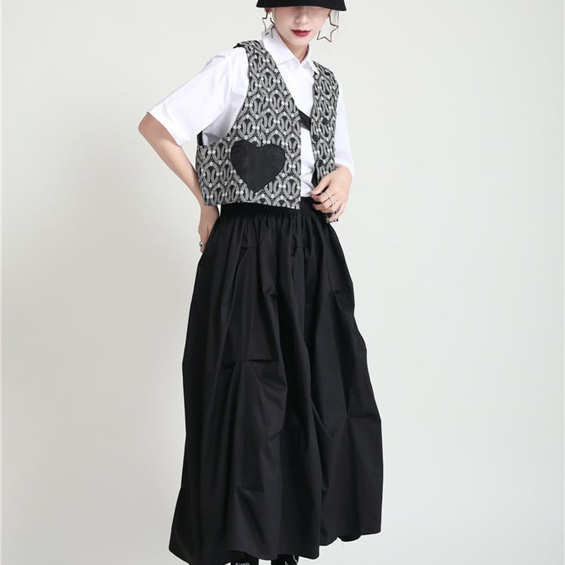 サブカル系 ゴシック風 大人モード系 スカート ロングドレープ ハイウエスト