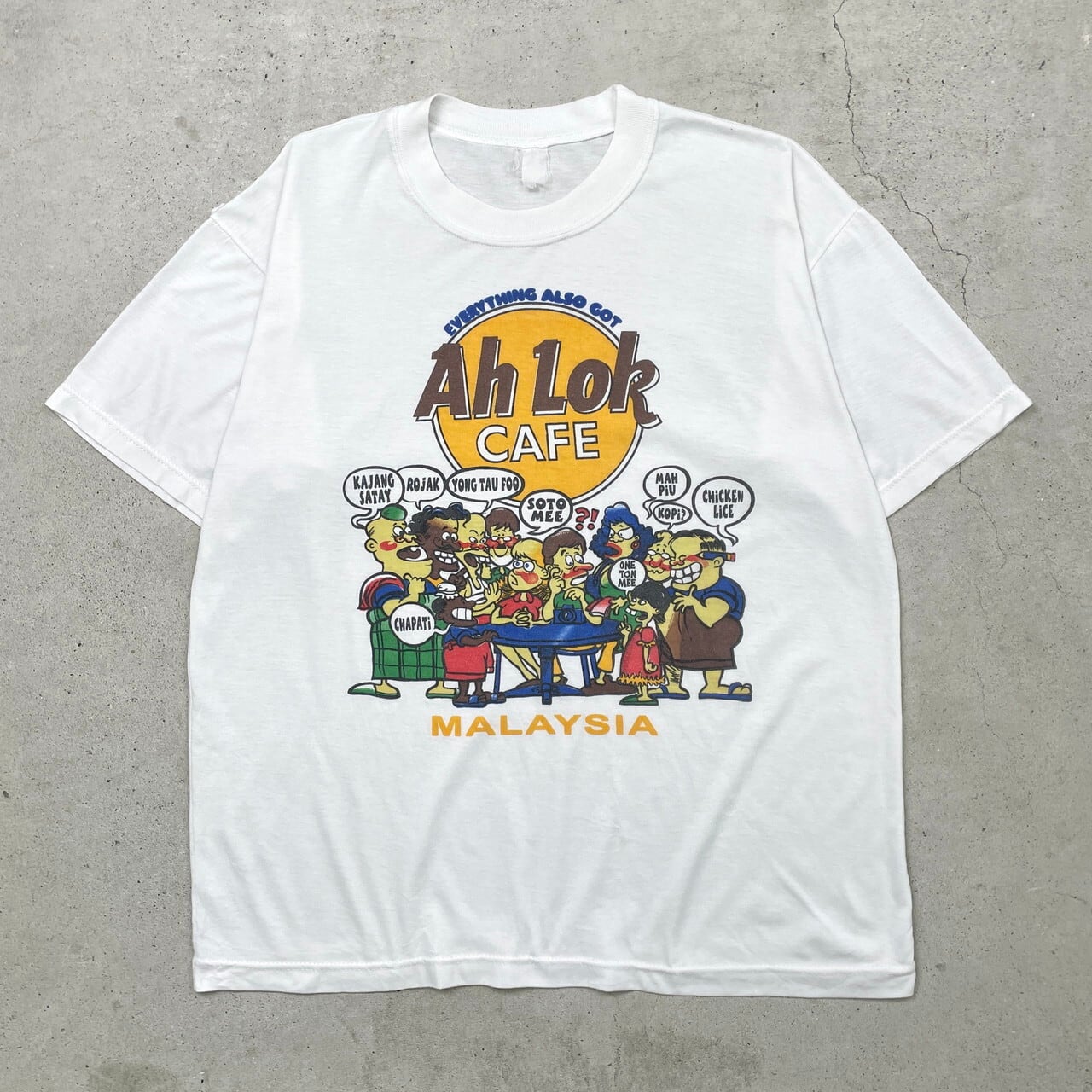 Ah Lok CAFE MALAYSIA アート キャラクタープリントTシャツ 染み込み