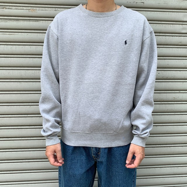 90s ラルフローレン ワンポイントロゴスウェット グレー S