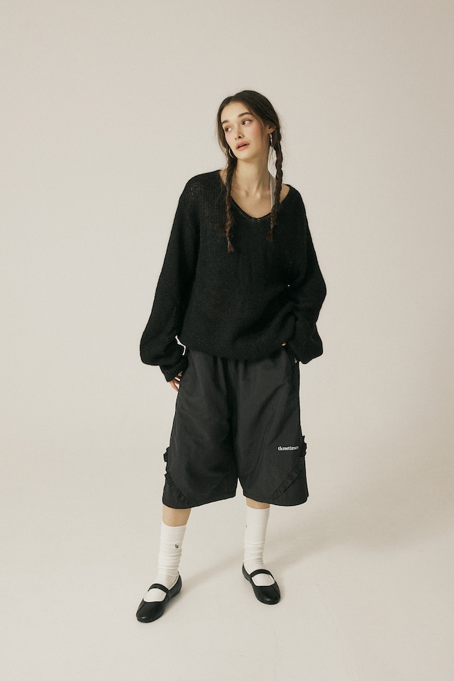 [threetimes] Bella mohair knit top Black 正規品 韓国ブランド 韓国通販 韓国代行 韓国ファッション スリータイムズ 日本 店舗