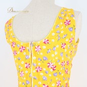 フラメンコ 衣装 ワンピース ドレス 黄色 オレンジ 花柄 ボランテ フリル ノースリーブ 発表会 ダンス パーティ 明るい かわいい イエロー系 オレンジ系 フレアドレス フローラルデザイン パーティドレス レディース おしゃれ ステージ衣装 可愛いデザイン 薄手素材 柄物