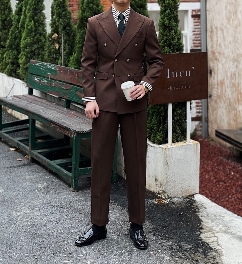 ブリティッシュピークドラペルダブルスーツ 3色展開 | Buona Vita