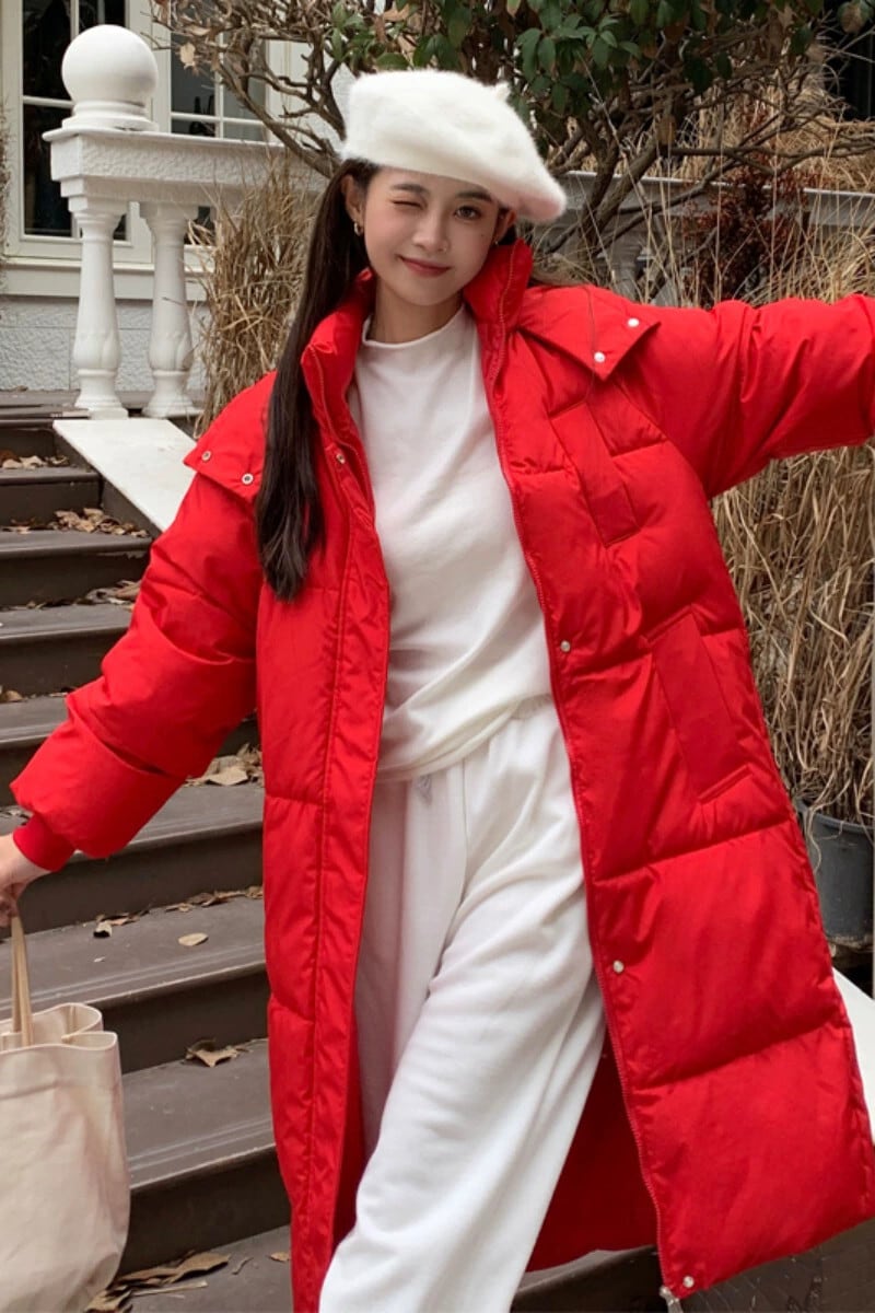 送料無料】 大きいサイズの赤い綿のコート冬 2023 新しいパンコート