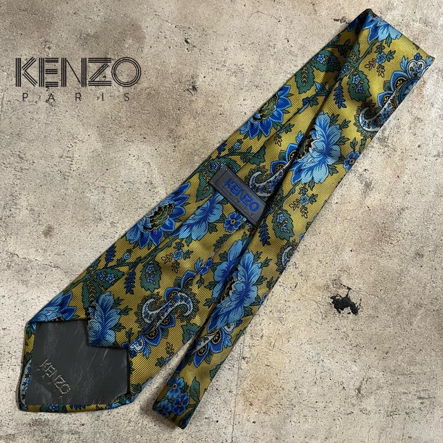 【KENZO】made in Italy flowerpattern design silk necktie/ケンゾー イタリア製 花柄 デザイン シルク ネクタイ/#0730/osaka