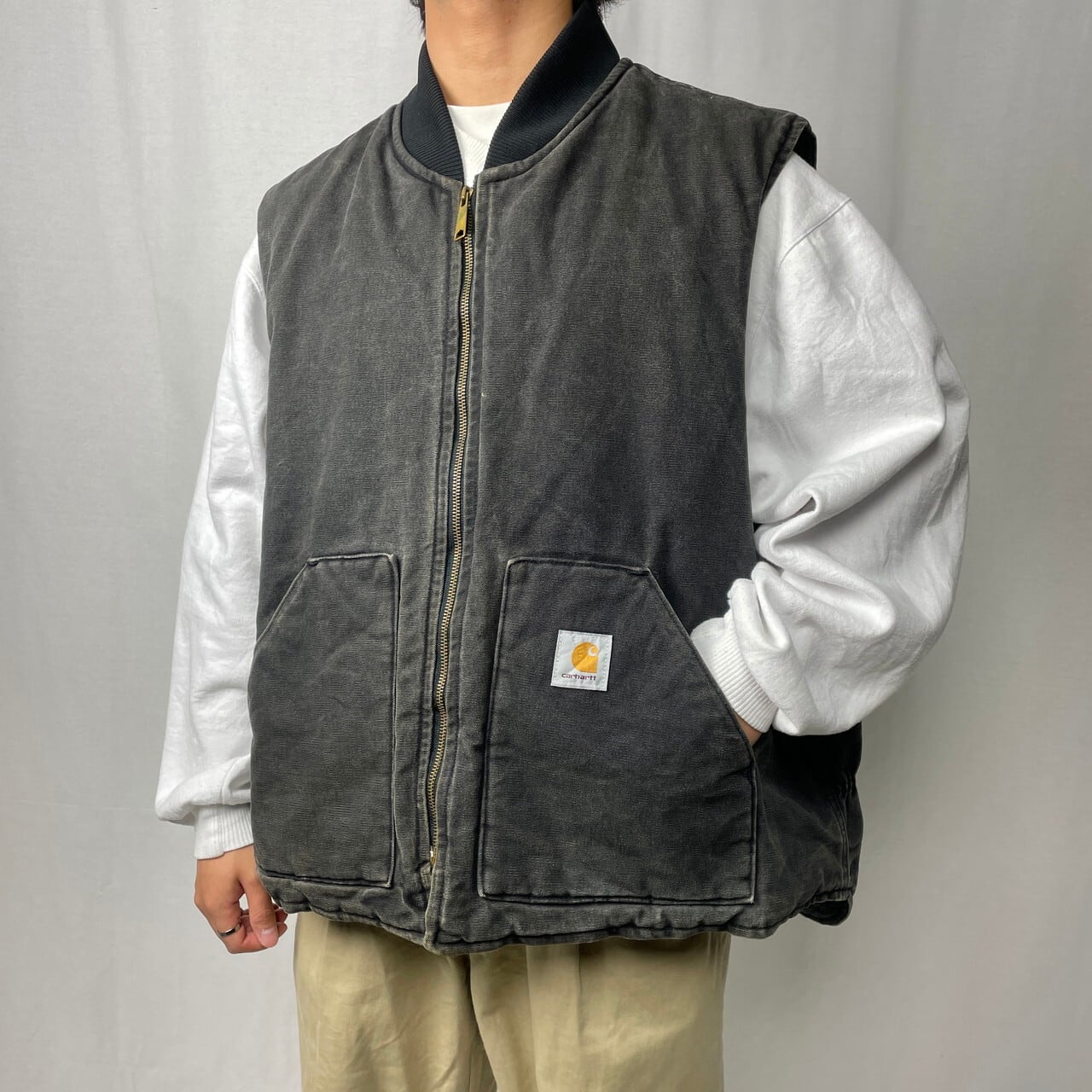 古着】Carhartt カーハート ダックベスト 00s キルティング L 黒-