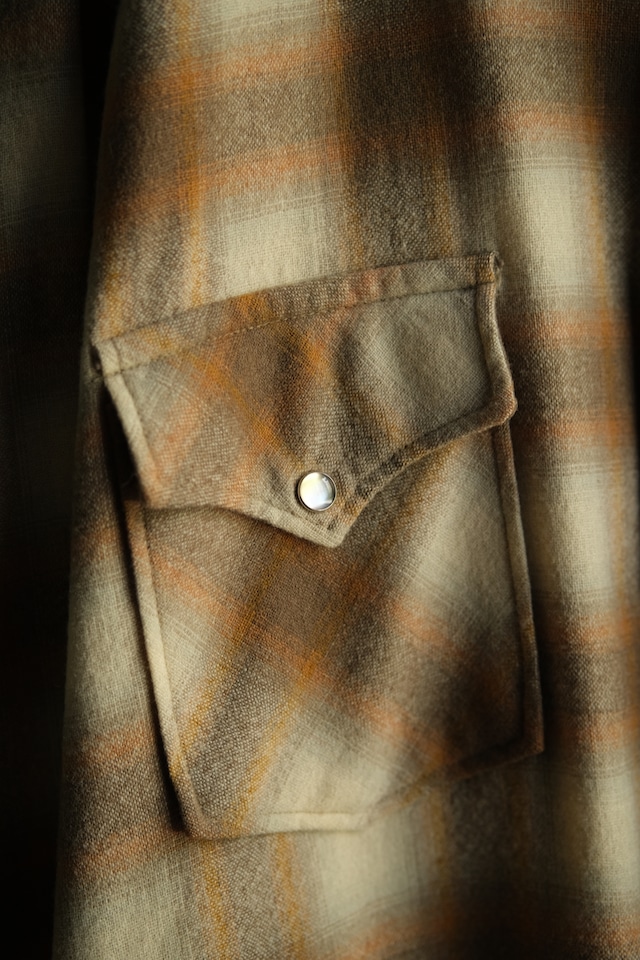 Utah/70's "PENDLETON" ombre check western shirt