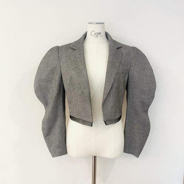 カーブスリーブショートジャケット Lionel　杢グレー