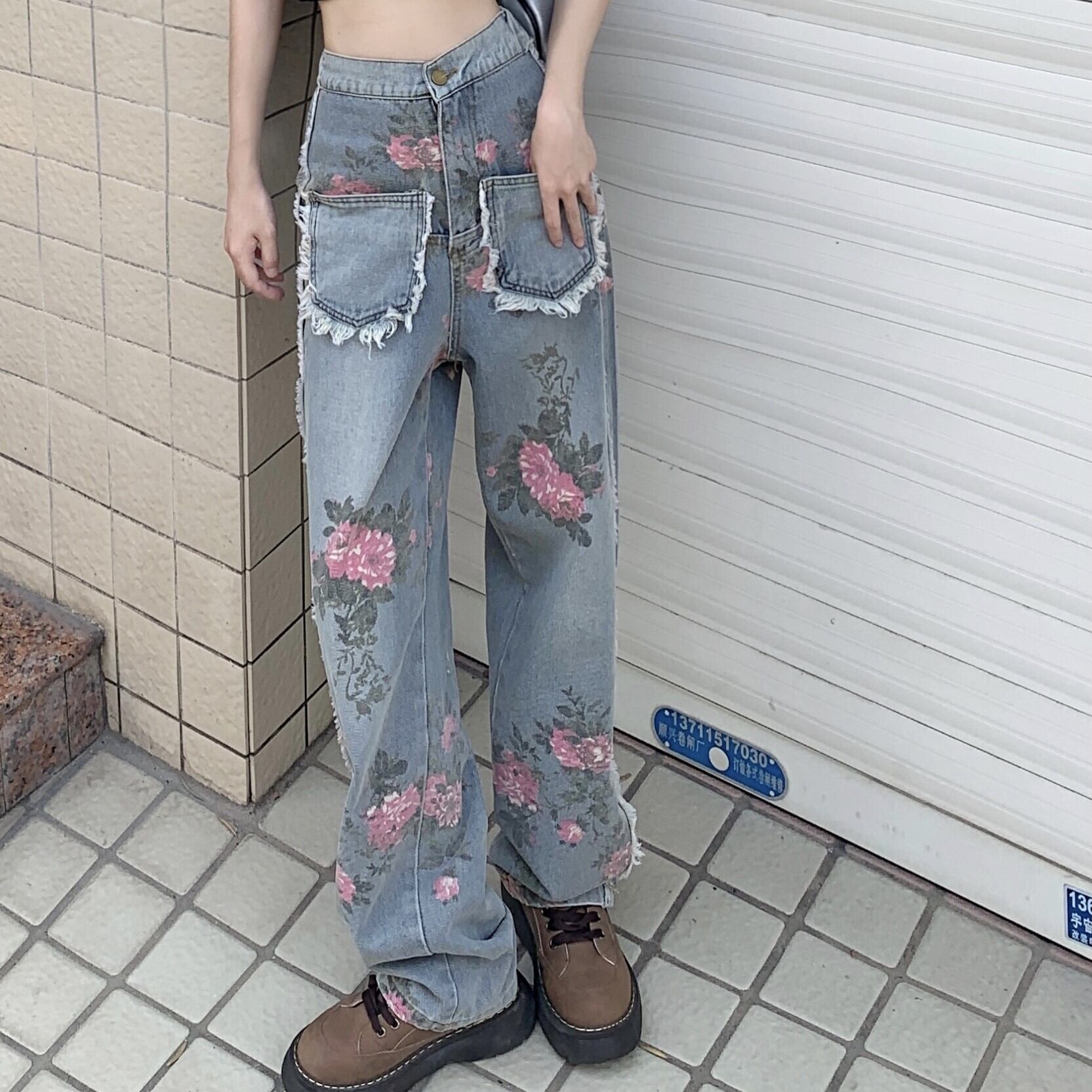 パンツ レディース ジーンズ デニム かわいい 大人可愛い カジュアル エレガント おしゃれ お洒落 おとな ナチュラル こなれ感 ラフ ラブリー キュート ガーリー レトロ ロマンチック 抜け感 主役級 存在感 花柄 フラワー OL 通勤 学生 通学 デート お出かけ 女子会 休日 散歩 カフェ巡り 街歩き お買い物 L XL 2XL 3XL 4XL ブルー 青 春 夏 秋 冬 オールシーズン 10代 20代 30代 韓国 韓国系 着回し 普段使い 体型カバー 楽ちん コーデ お揃い モテ 送料無料