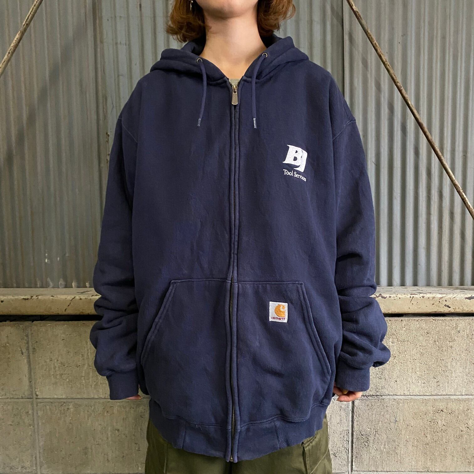 《大人気》carhartt カーハート　フルジップパーカー　企業ロゴ☆3L 紺