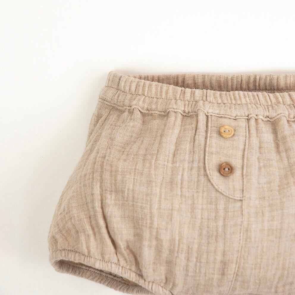 12-18m】Popelin / Organic Culotte With Placket (sand) SS23 | amie