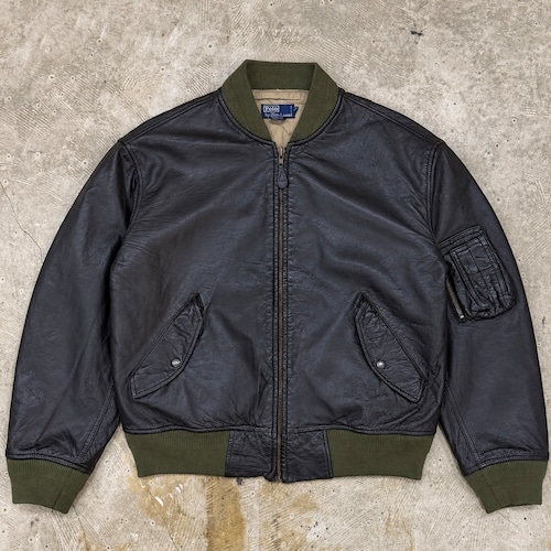 “Size M” 初期型 Polo Ralph Lauren Leather MA-1 Jacket
