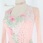 社交ダンス 衣装 白樺ドレス スタンダードドレス ワンピース ドレス スタンダード フロート レース デモ 競技 ダンス パーティ 発表会 明るい 綺麗 グリーン系 女性用 発表会用ドレス おしゃれ フェミニン 競技用衣装 レディース