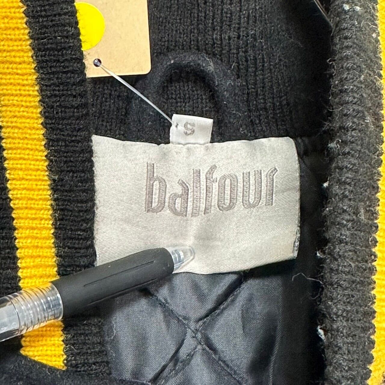 ラグランスリーブ】Balfour スタジャン S 刺繍 ワッペン レザー | 古着 