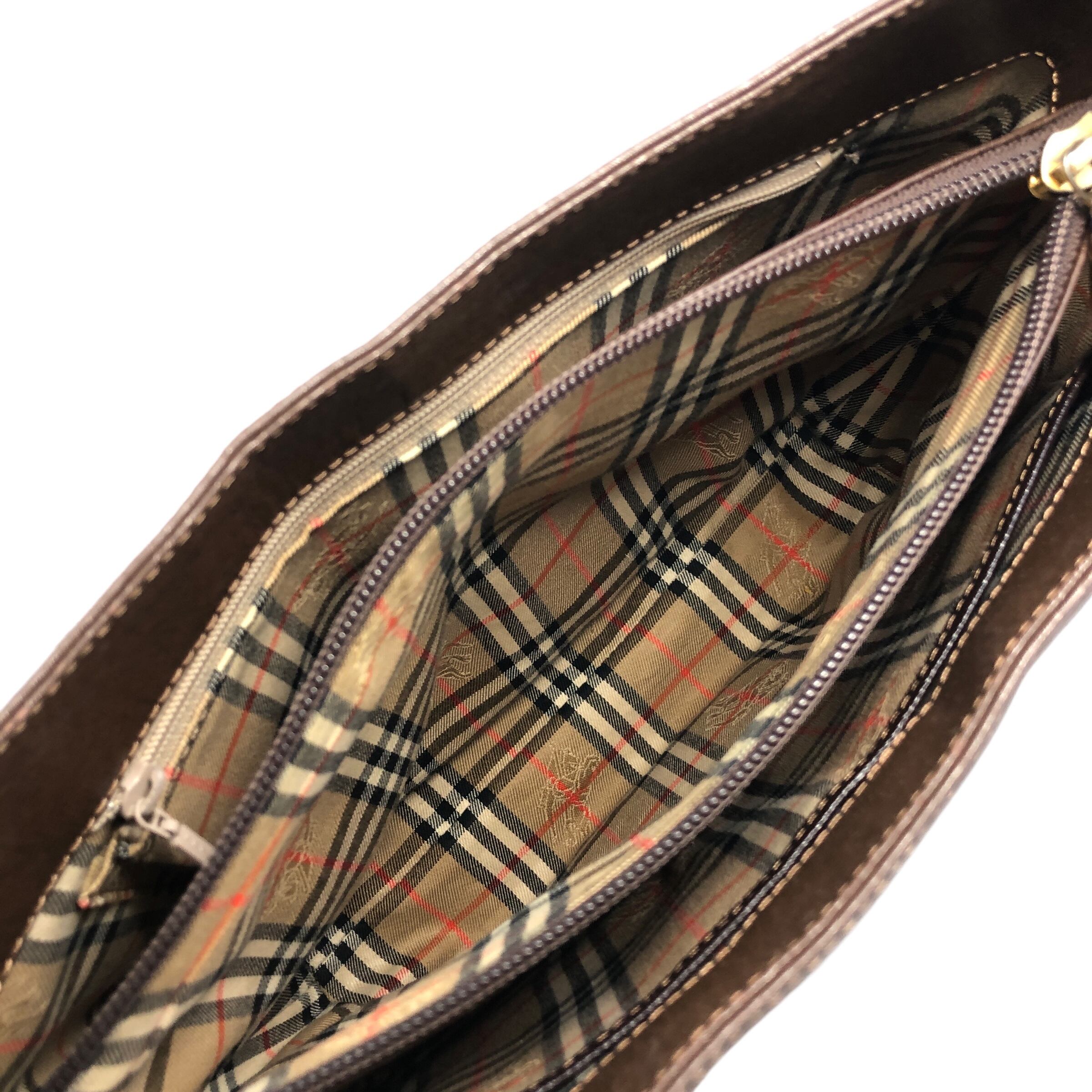 BURBERRY バーバリー ショルダーバッグ ブラウン ロゴ レザー vintage