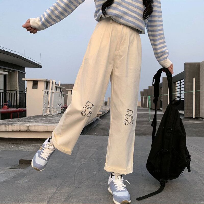 パンツ スプリングオータムルーズ薄手ストレッチハイウェストウェスト刺繍カジュアルレディース エラスティック 伸縮 春物 秋物 萌量不足36522634446
