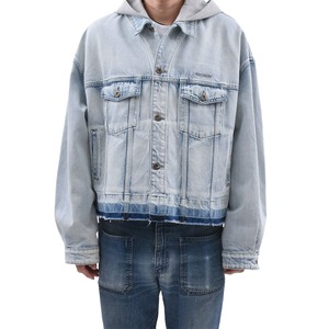 【WE11DONE】BLACK JERSEY HOODIE DENIM JACKET