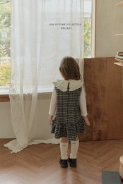 韓国子供服 / 26Autumn / 〖取寄〗Melikey / チェックフリルワンピース / 女子服 *XS~JM*