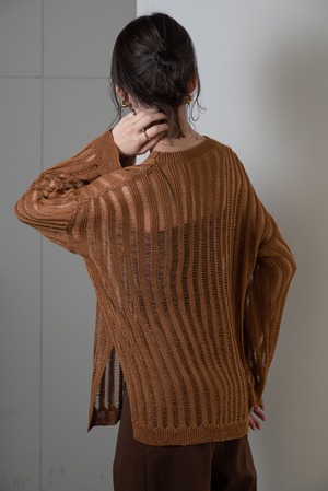 round neck openwork knit