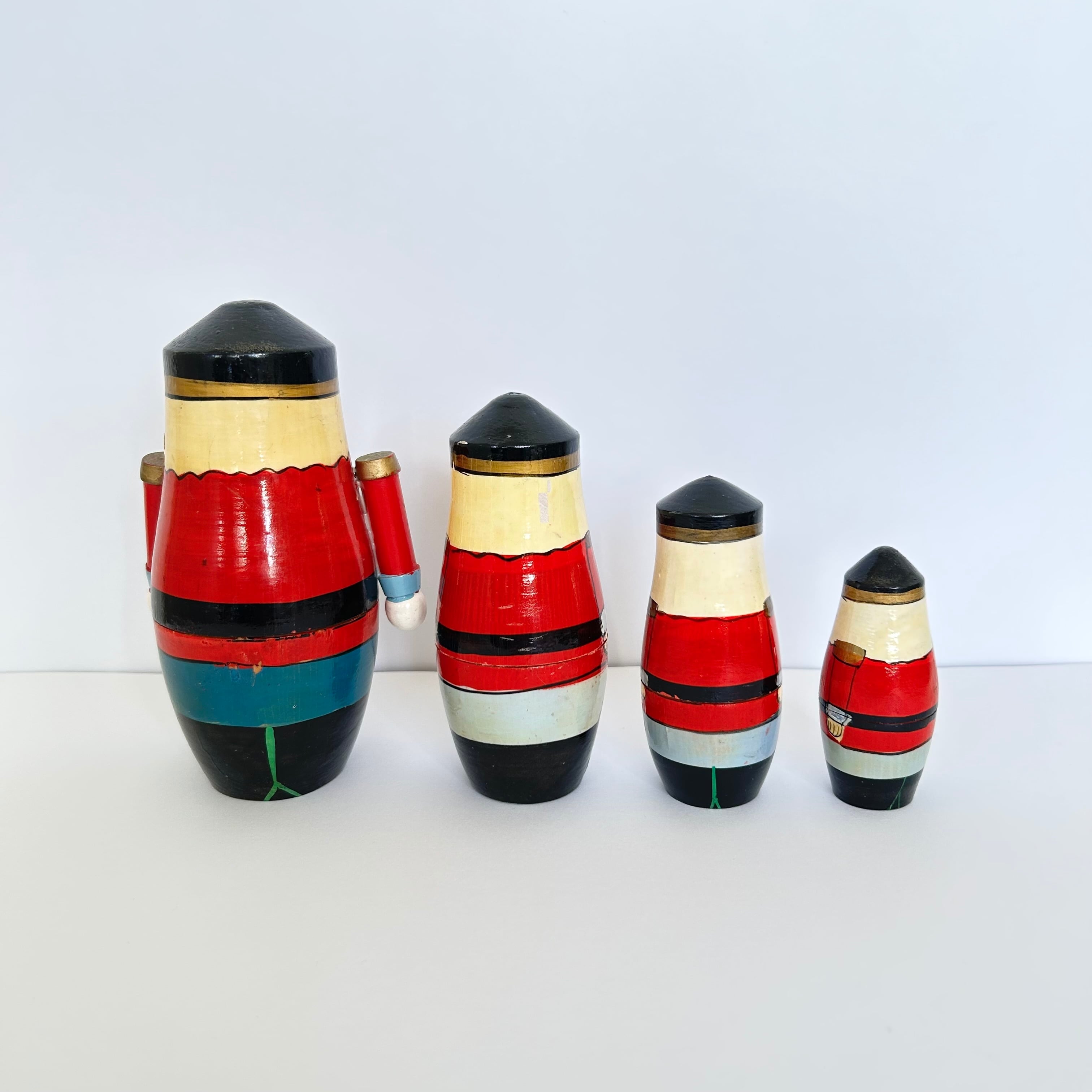 訳あり！ビンテージ くるみ割り人形 マトリョーシカ 14.5cm 4P ロシア