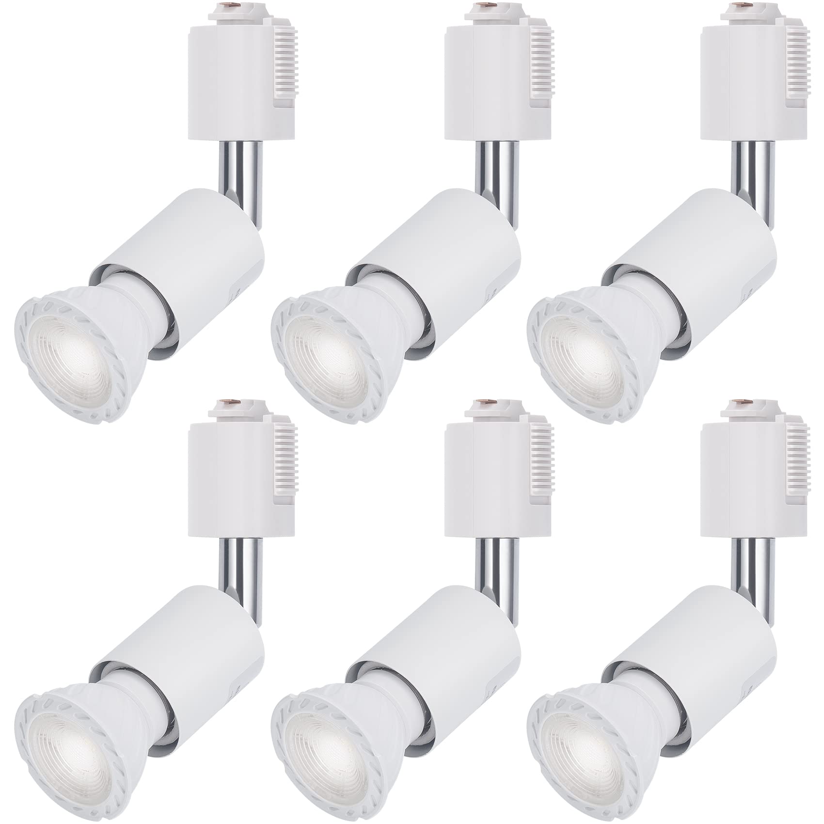DiCUNO ダクトレール用スポットライト E26口金 50W相当 LED電球付き 昼白色 5W ライティングバー用スポットライト 高演色性Ra98 ライティングレール ダクトレール用照明器具 本体白 広配光 非調光 6個セット