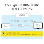 Hy+ Type-C to HDMI 変換アダプター HY-TCHD8 4K映像対応(Xperia5ii Xperia1ii AQUOS R5G arrows 5G Galaxy S20 5G/S20+/S10/S10+対応) ブラック