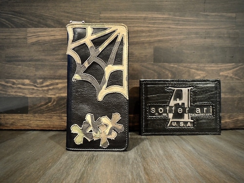 SofferAri Jewelry ソファーアリ  samsw3000 MR. SUE WALLET WITH SPIDER WEB AND CROSSES Black&Camo