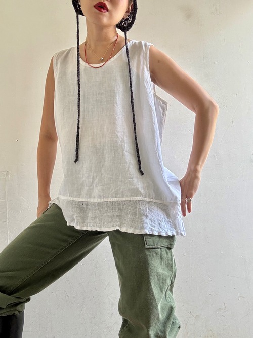 "Each Price Market" Vintage FLAX Linen Top