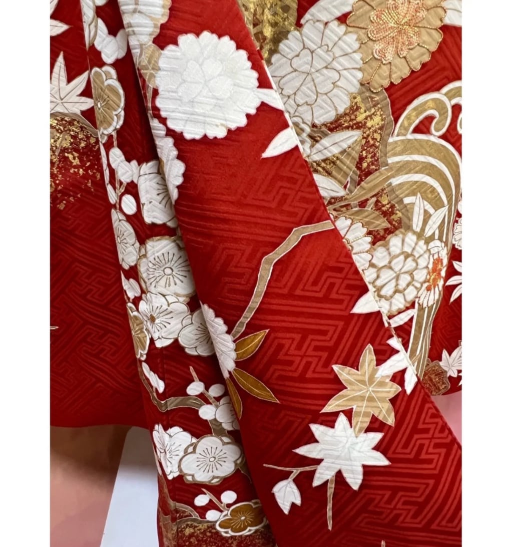 古典柄 紅朱色 金駒刺繍 吉祥花紋 正絹振袖 フルセット 成人式 和装