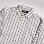 90s 00s Polo by Ralph Lauren ポロ ラルフローレン ESTATE ストライプ 長袖 ワイシャツ ドレスシャツ 41-82 /ホワイト×ブルー系 メンズ ビンテージ