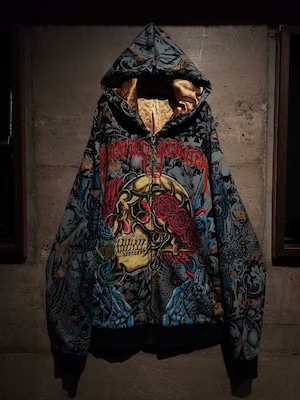 【Caka】"Christian Audigier" American Traditional Tattoo Design Vintage Zip Up Hoodie