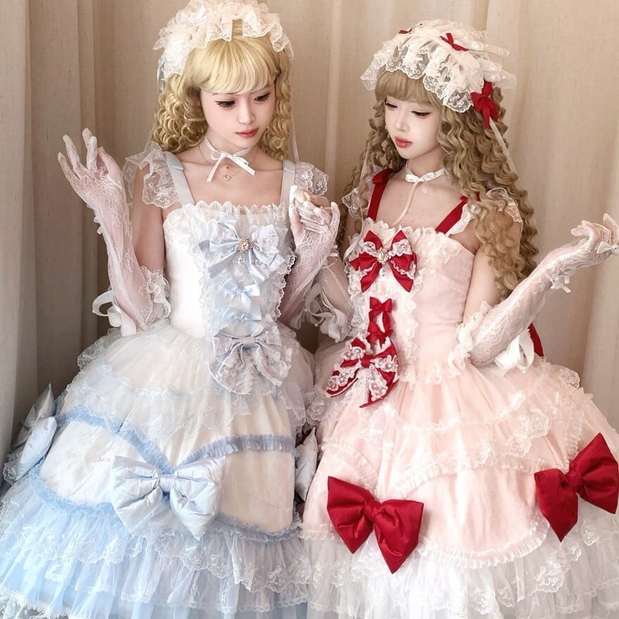 量産型ロリィタ 大きめリボン総レース姫ワンピース 参戦服 | サブカル