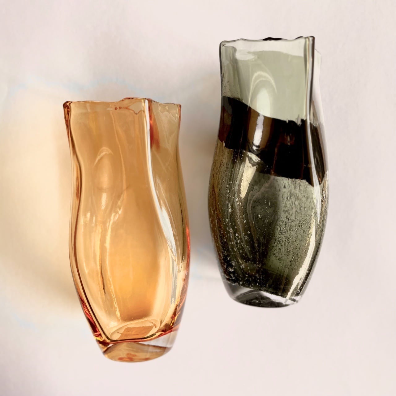 【 完売 】ギャンビー クリアフラワーベース|イエロー / マーブルグレー レトロ 花瓶