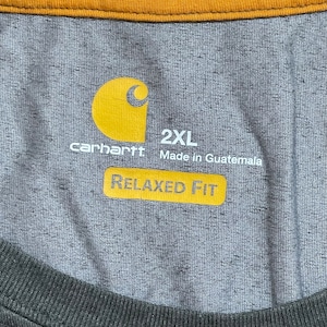 【Carhartt】2XL ビッグシルエット ワンポイント ポケットTシャツ ポケT カーハート FORCE ラグラン ダークグレー 半袖 夏物 US古着