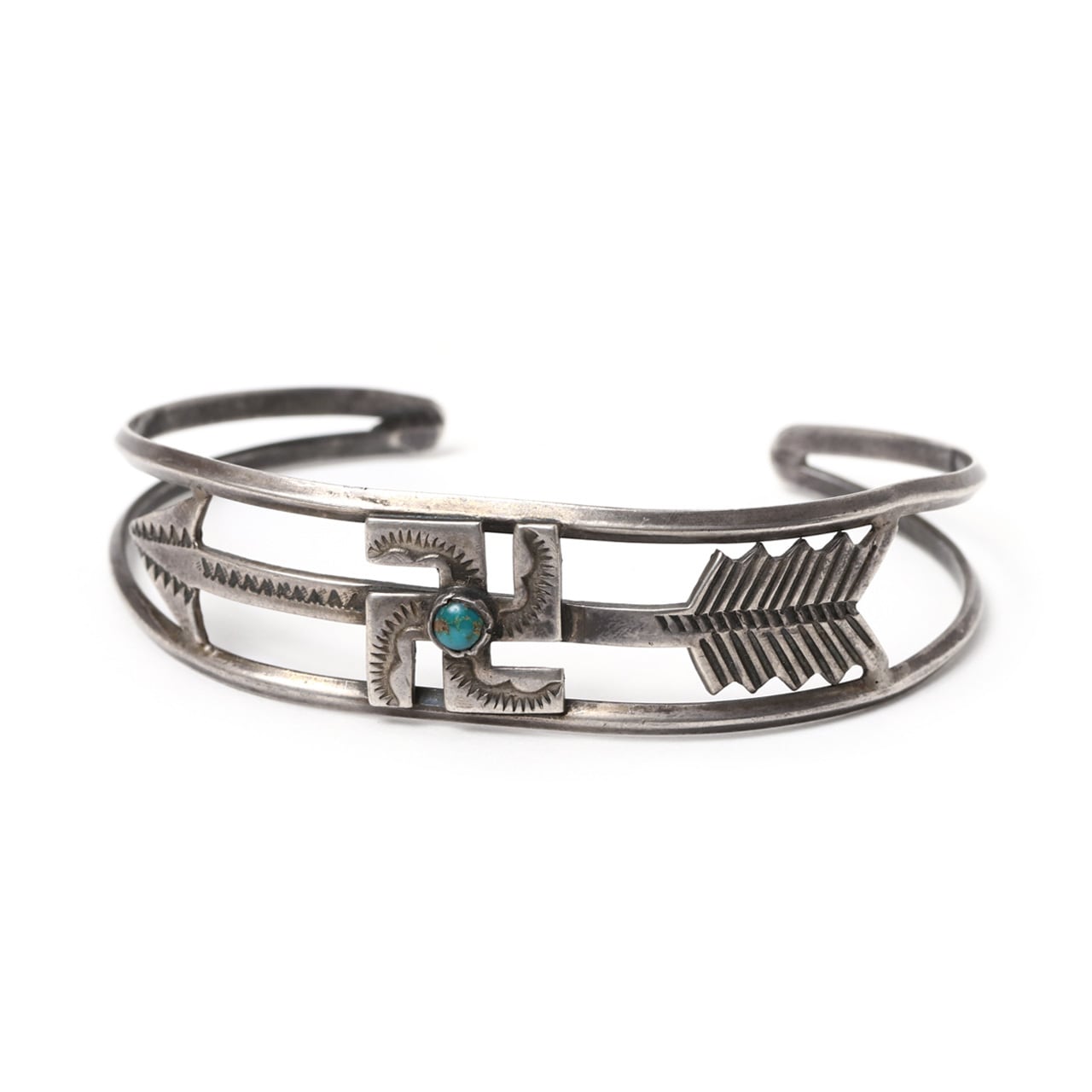 NAVAJO ナバホ 1930's Vintage 卍 ＆ Arrow Coin Silver Bangle