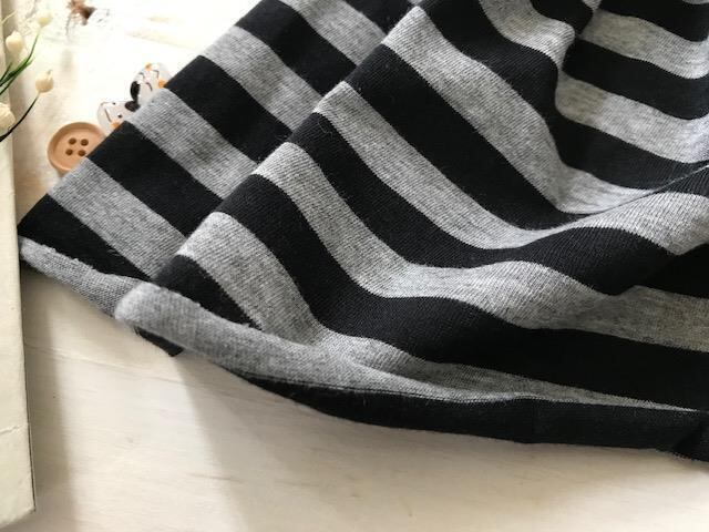 ツートン天竺ボーダー　グレーXブラック