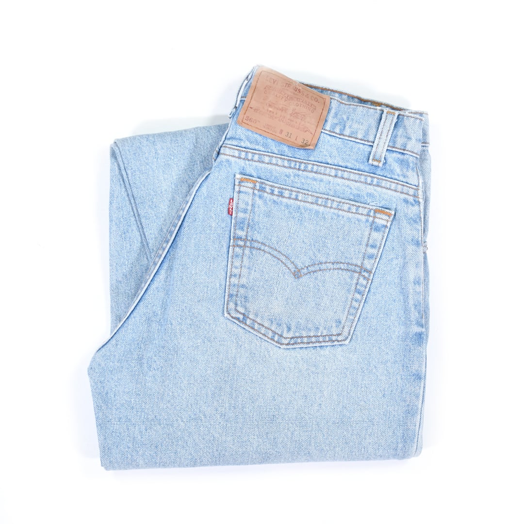リーバイス 560 USA製 デニムパンツ アイスブルー 94年製 テーパード リラックスフィット ジーンズ Levis W31 古着 @EA0257