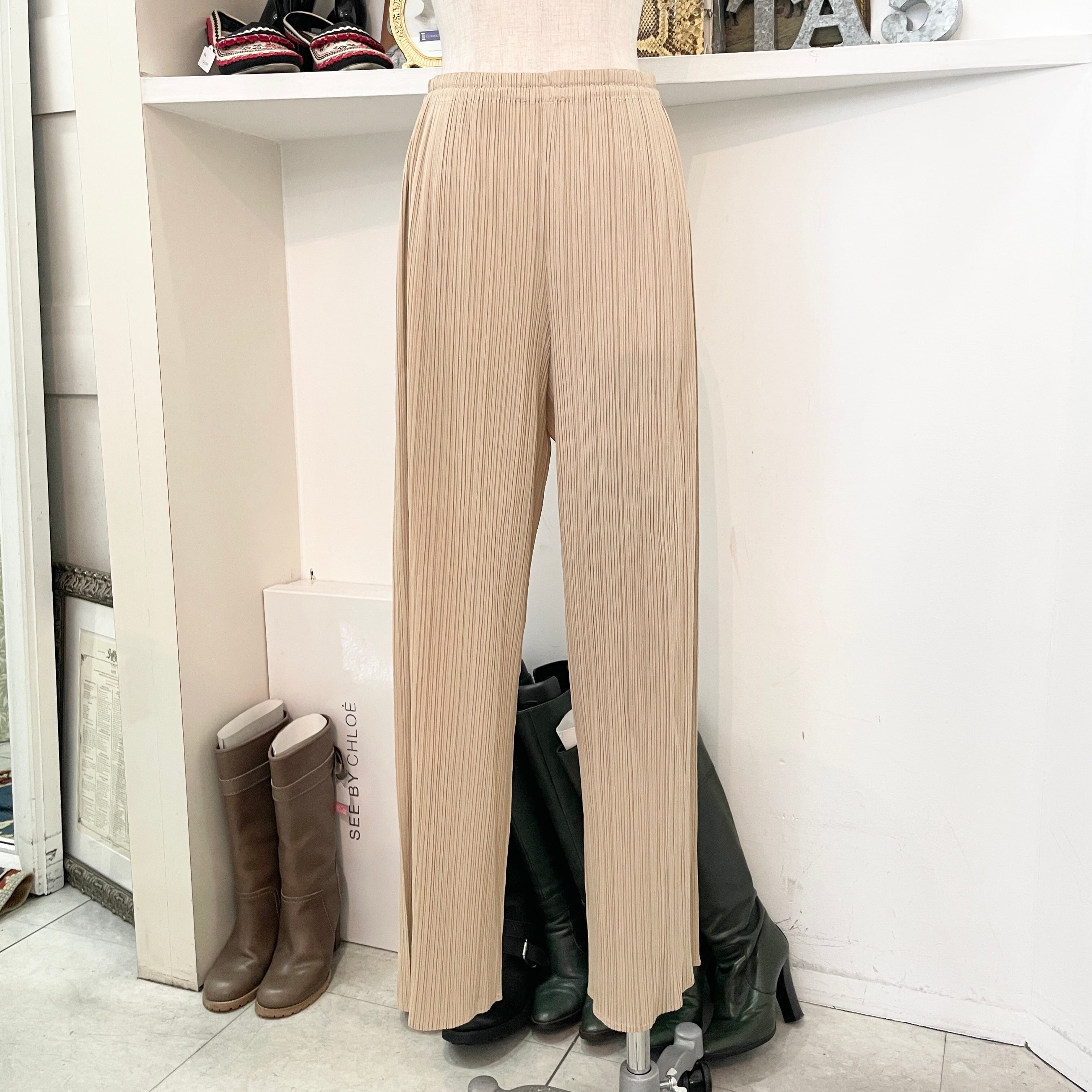 PLEATS PLEASE ISSEI MIYAKE/pleats pants/beige/ladies/プリーツ ...