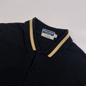 90s イングランド製 FRED PERRY フレッドペリー REISSUES ライン入 鹿の子 半袖 ポロシャツ サイズ 40 /ブラック系 メンズ ゴールド ビンテージ