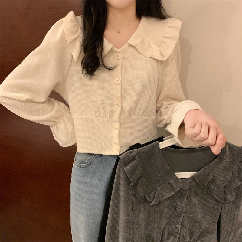 シャツ オータムウィンタートップス カラーコーデュロイショート ロング 秋物 冬物 1号婦人79522079544