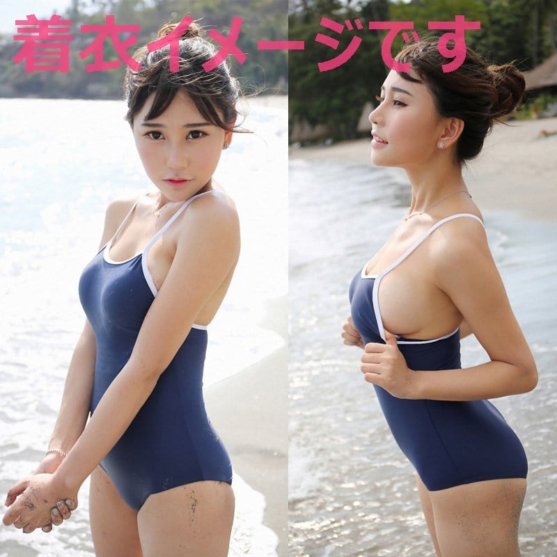 IM128:学生の頃のクラッシックな水着★ネイビー
