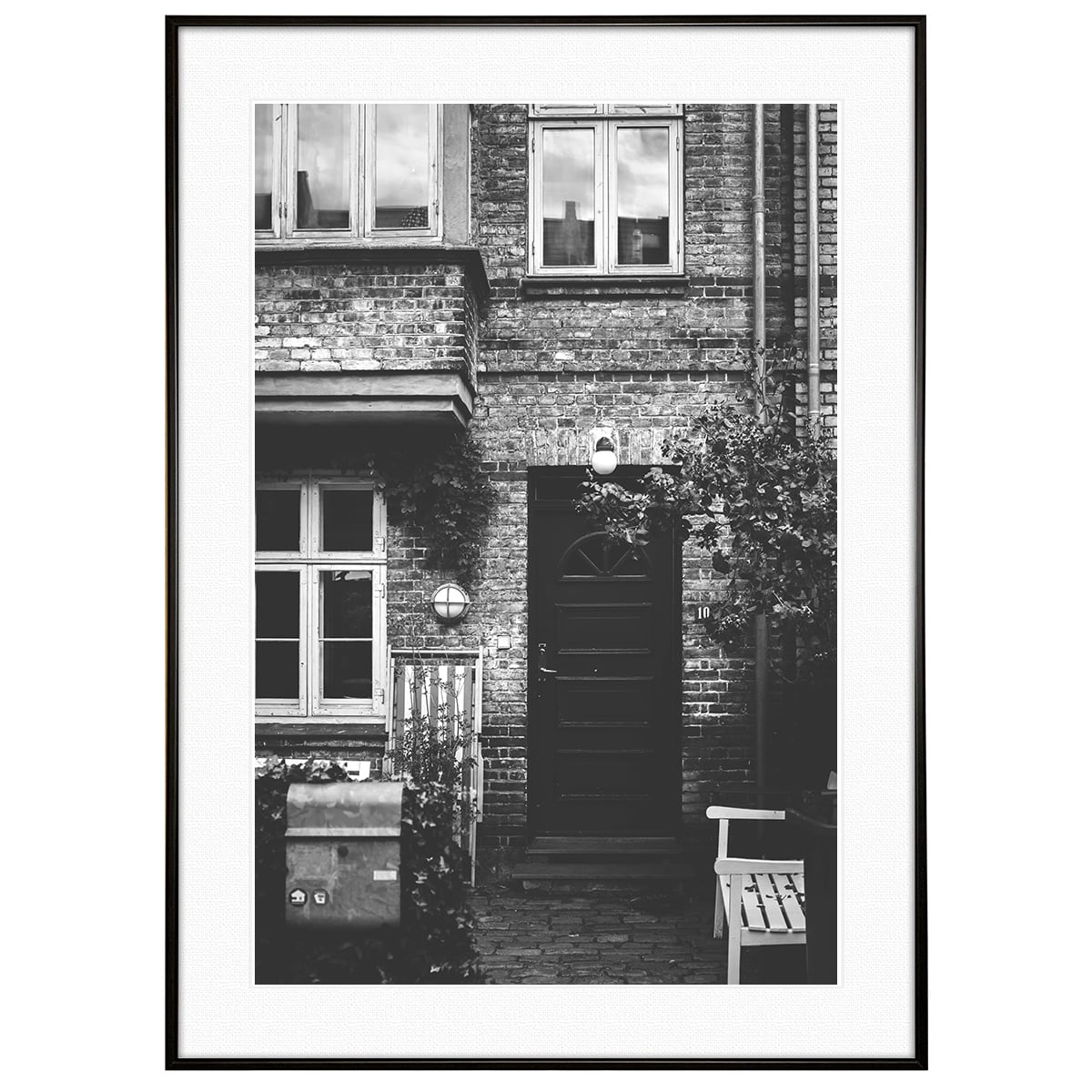 デンマーク写真 コペンハーゲンにある家 インテリア モノクロアートポスター額装 AS3122