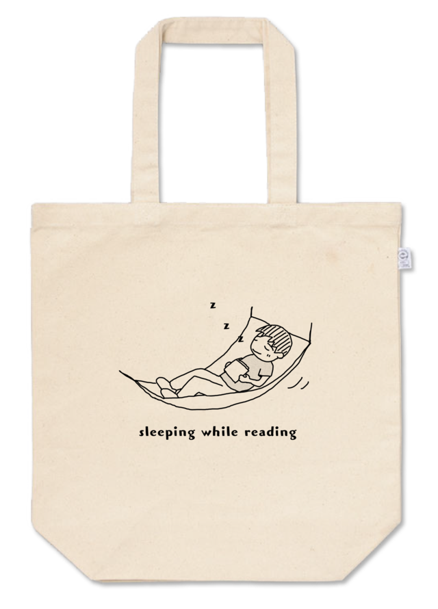 トートバッグ「sleeping while reading」